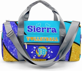 zaaprintblanket Duffel Bags Blue Green Gold Volleyball Waterproof Sport Gym Travel Perform Bag Custom Training Bag with Name