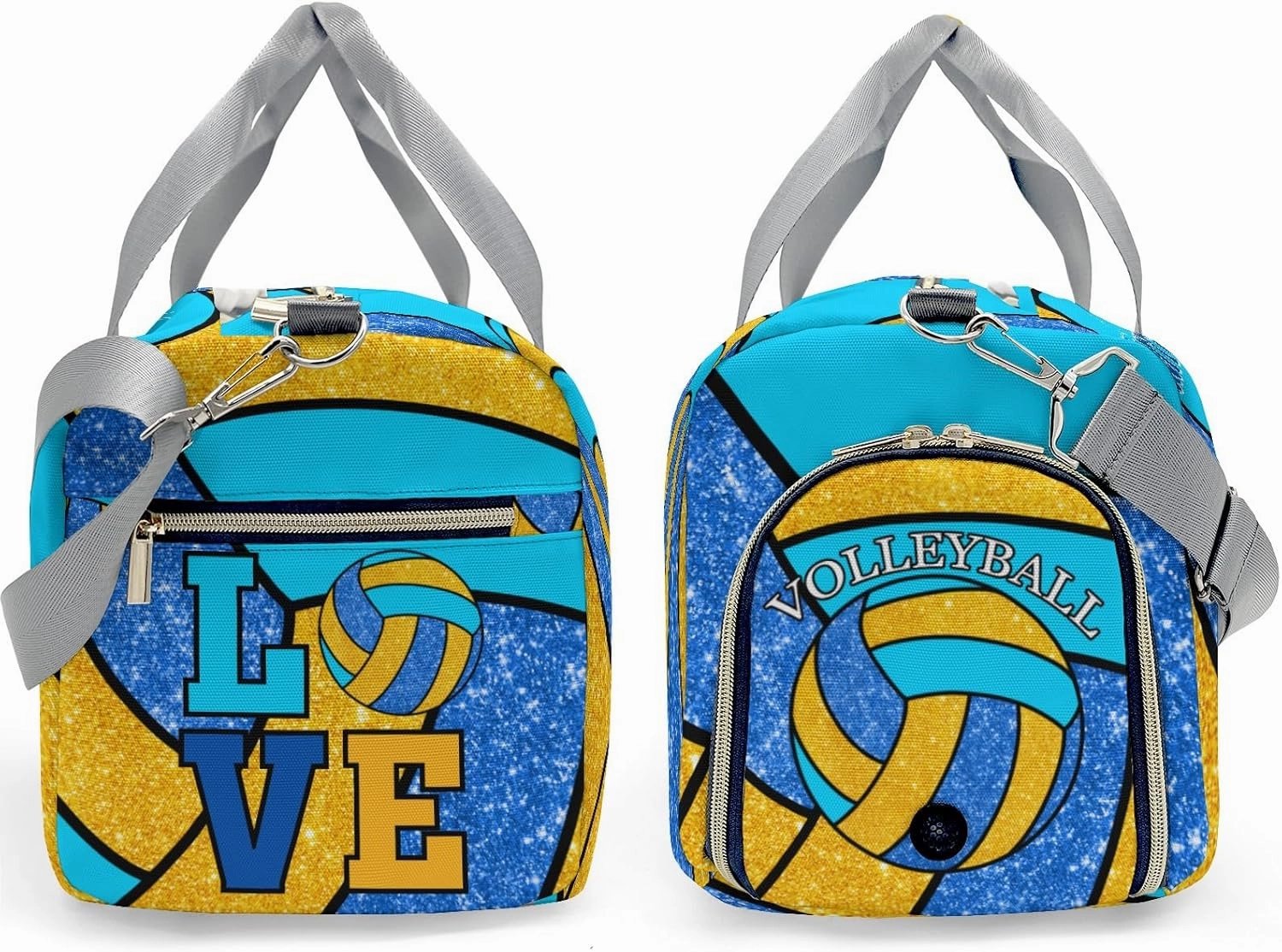 zaaprintblanket Duffel Bags Blue Green Gold Volleyball Waterproof Sport Gym Travel Perform Bag Custom Training Bag with Name
