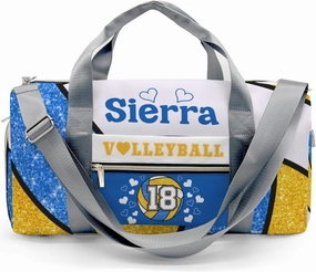 zaaprintblanket Duffel Bags Blue Green Gold Volleyball Waterproof Sport Gym Travel Perform Bag Custom Training Bag with Name