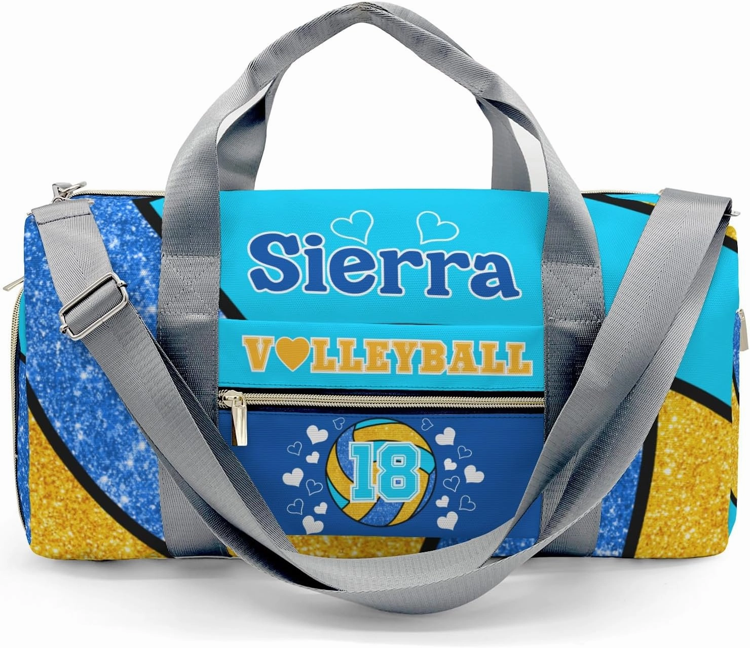 zaaprintblanket Duffel Bags Blue Green Gold Volleyball Waterproof Sport Gym Travel Perform Bag Custom Training Bag with Name