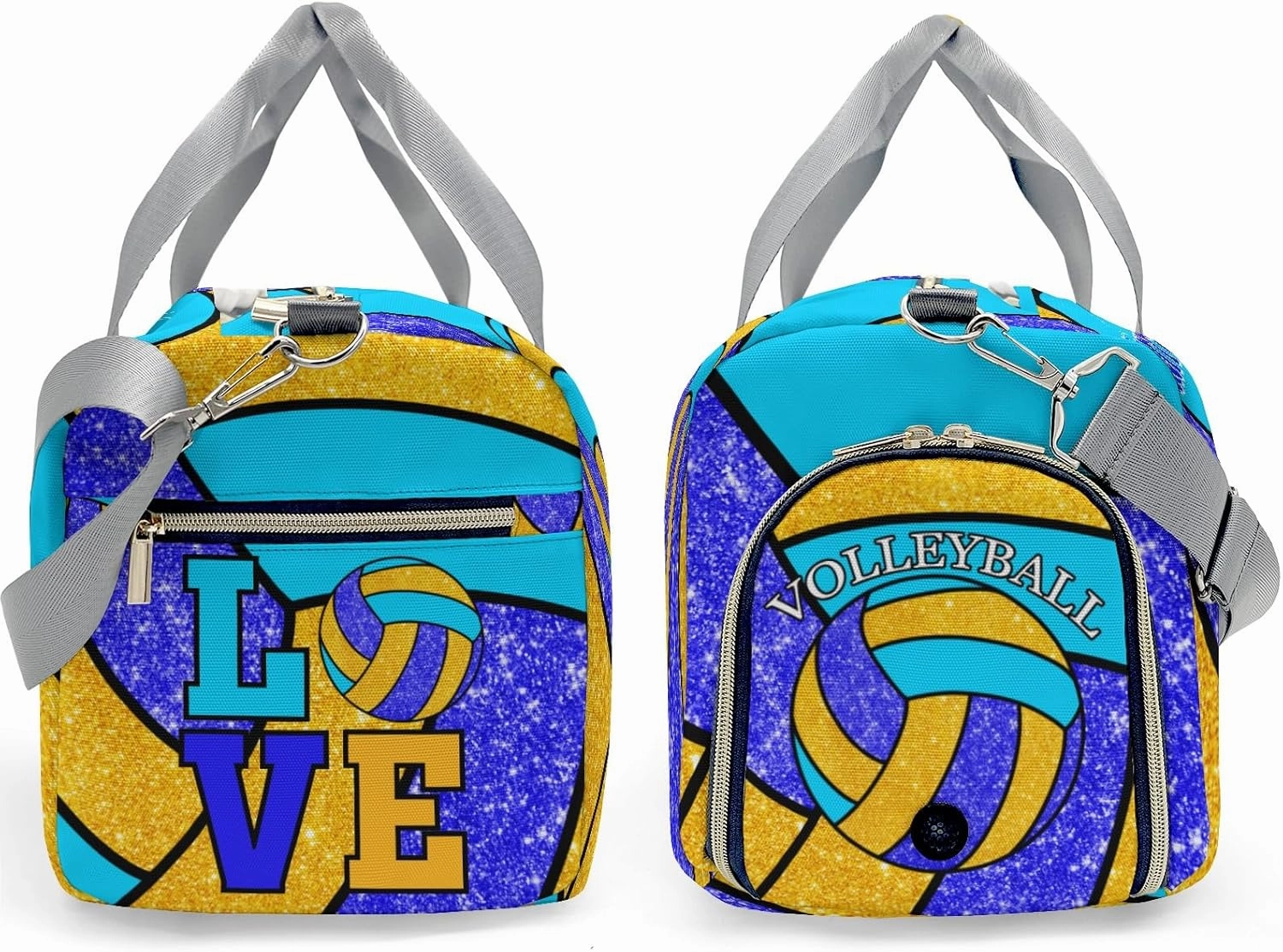 zaaprintblanket Duffel Bags Blue Green Gold Volleyball Waterproof Sport Gym Travel Perform Bag Custom Training Bag with Name