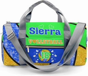 zaaprintblanket Duffel Bags Blue Green Gold Volleyball Waterproof Sport Gym Travel Perform Bag Custom Training Bag with Name