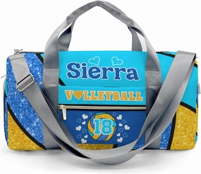 zaaprintblanket Duffel Bags Blue Green Gold Volleyball Waterproof Sport Gym Travel Perform Bag Custom Training Bag with Name