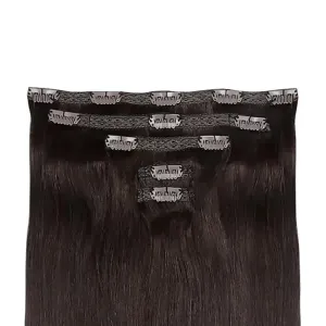 Zala Clip In Hair Extensions - 100% Remy Human Hair - Natural, Silky & Straight Discreet Clip in Extensions - Blend Easy into Natural Hair - 5 Piece Set, in Dark Chocolate (100g / 20 inch)