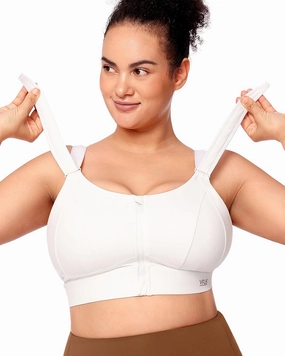Zip Front Adjustable High Impact Sports Bras for Women Large Breasts Full Coverage Workout Running Removable Pads