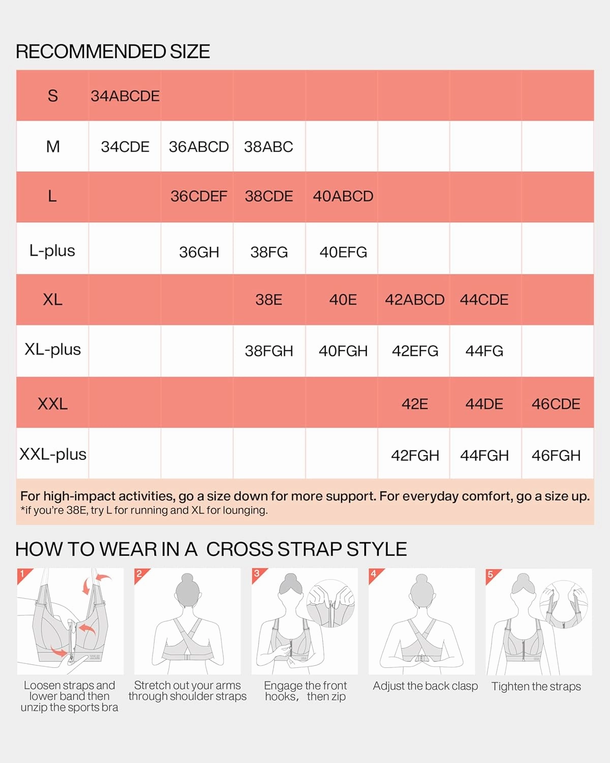 Zip Front Adjustable High Impact Sports Bras for Women Large Breasts Full Coverage Workout Running Removable Pads
